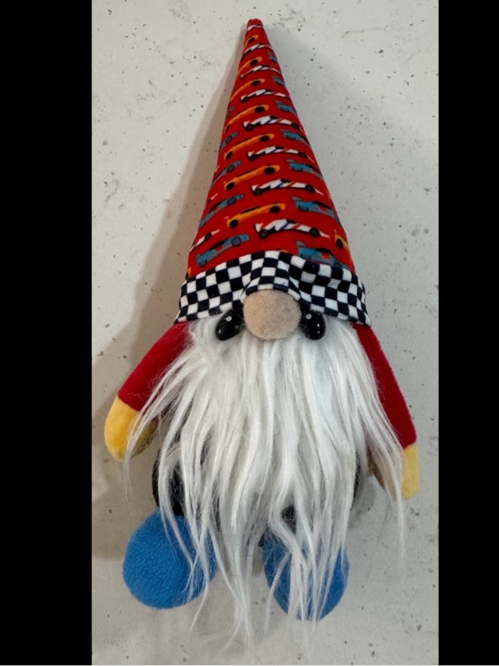 Plush Gnome Toy - Red Hat, Blue Feet